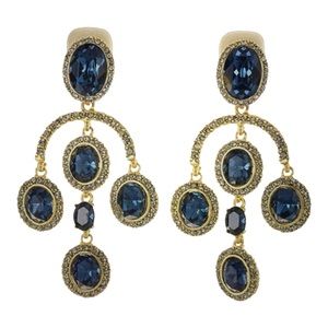 Oscar de la Renta Blue and Gold Earrings